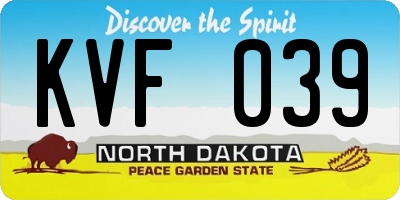 ND license plate KVF039