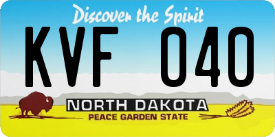 ND license plate KVF040
