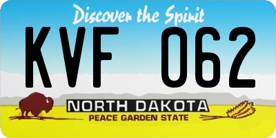 ND license plate KVF062