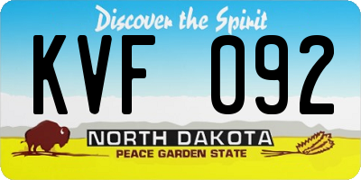 ND license plate KVF092
