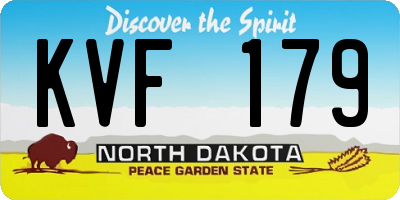 ND license plate KVF179