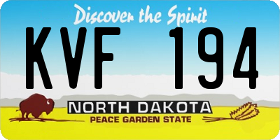 ND license plate KVF194