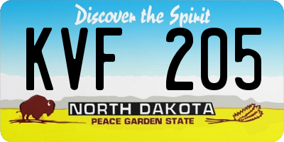 ND license plate KVF205