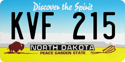 ND license plate KVF215