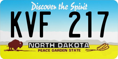 ND license plate KVF217