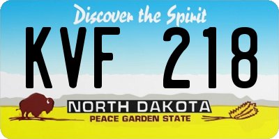 ND license plate KVF218