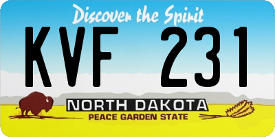 ND license plate KVF231