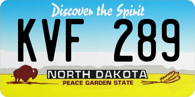 ND license plate KVF289