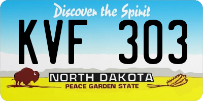 ND license plate KVF303