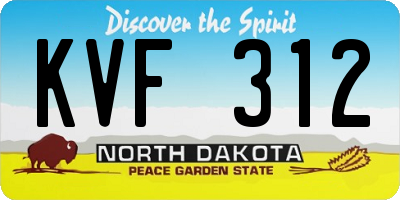 ND license plate KVF312