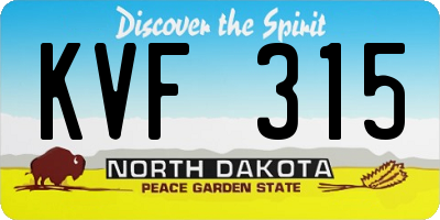 ND license plate KVF315