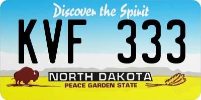 ND license plate KVF333