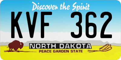 ND license plate KVF362