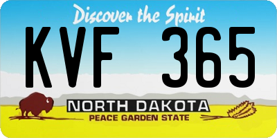 ND license plate KVF365