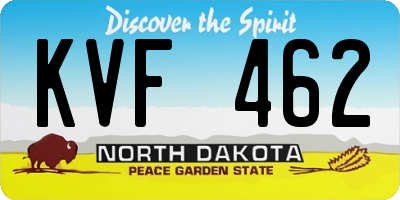 ND license plate KVF462