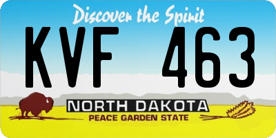 ND license plate KVF463