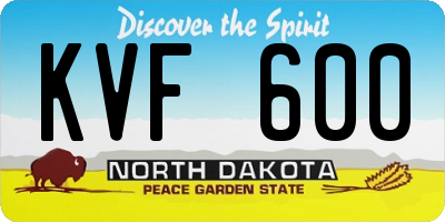 ND license plate KVF600