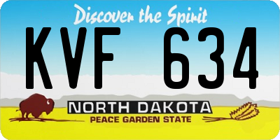 ND license plate KVF634