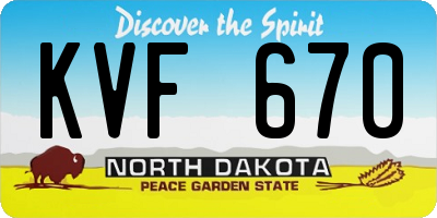 ND license plate KVF670