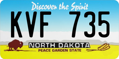 ND license plate KVF735