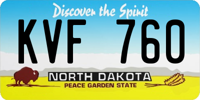 ND license plate KVF760