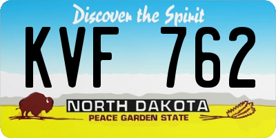 ND license plate KVF762