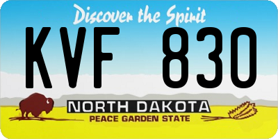 ND license plate KVF830