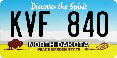 ND license plate KVF840