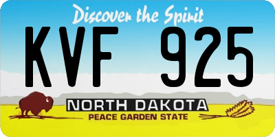 ND license plate KVF925