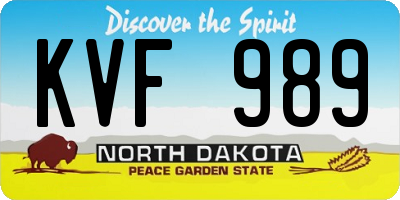 ND license plate KVF989