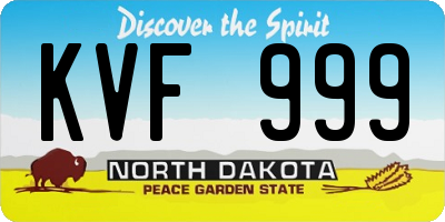 ND license plate KVF999