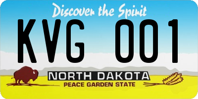 ND license plate KVG001