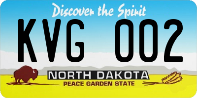 ND license plate KVG002
