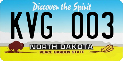 ND license plate KVG003