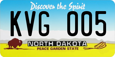 ND license plate KVG005