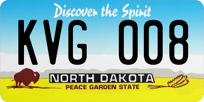 ND license plate KVG008