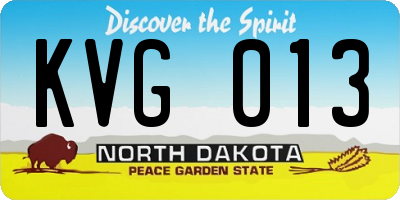 ND license plate KVG013