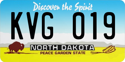 ND license plate KVG019