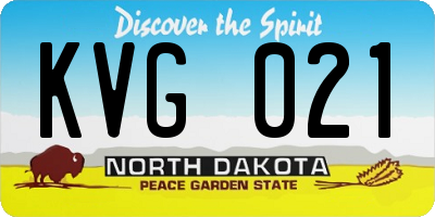 ND license plate KVG021