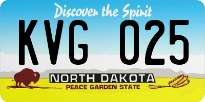 ND license plate KVG025