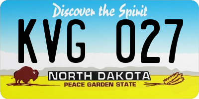 ND license plate KVG027