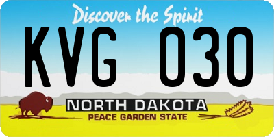 ND license plate KVG030