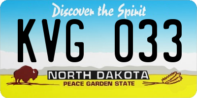 ND license plate KVG033