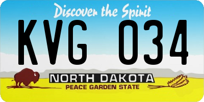 ND license plate KVG034