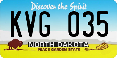 ND license plate KVG035