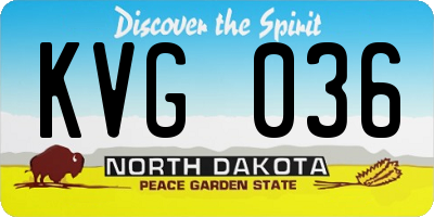 ND license plate KVG036