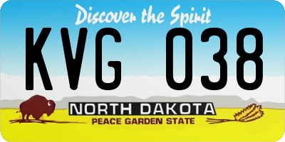 ND license plate KVG038