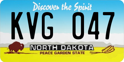 ND license plate KVG047