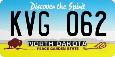 ND license plate KVG062