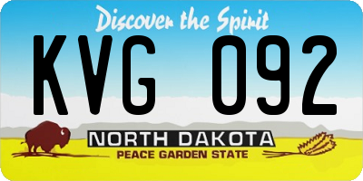 ND license plate KVG092